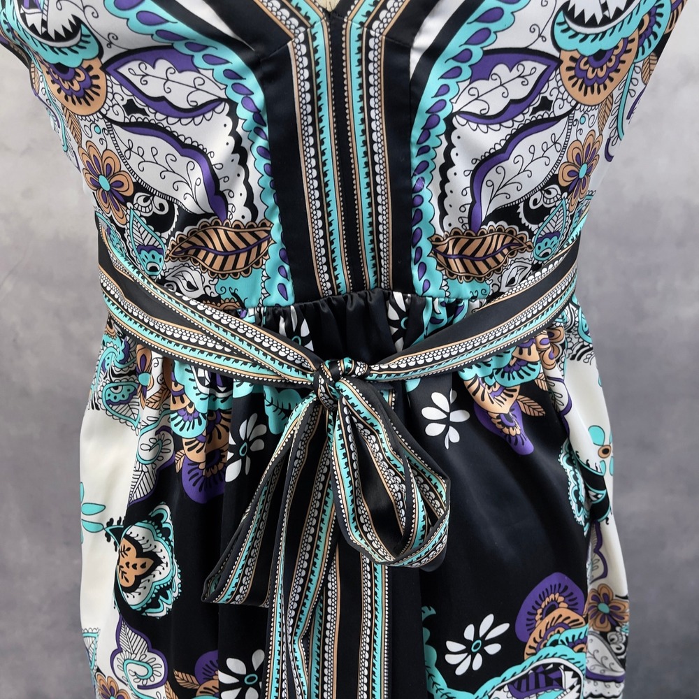 ICE Paisley Print Dress Women 12 Stretch Flowy Boho Indie Maximalist Y2K - Picture 6 of 14